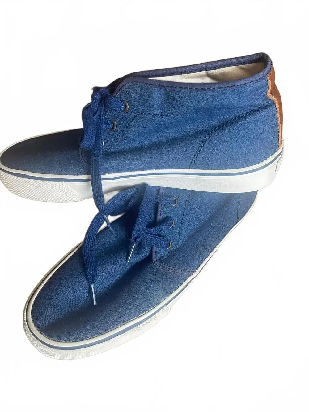 Polo Ralph Lauren 11.5 Maykn Blue Chambray Leather Upper Sneakers Size 11.5D
